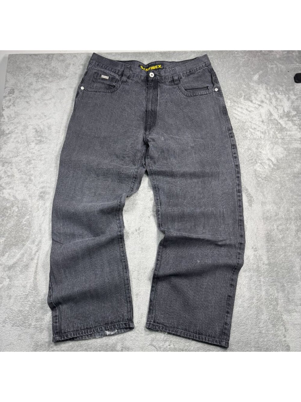 Y2K Avirex Baggy Wide Leg Jeans Mens 40 Faded Black Skater Denim Casual Hip Hop